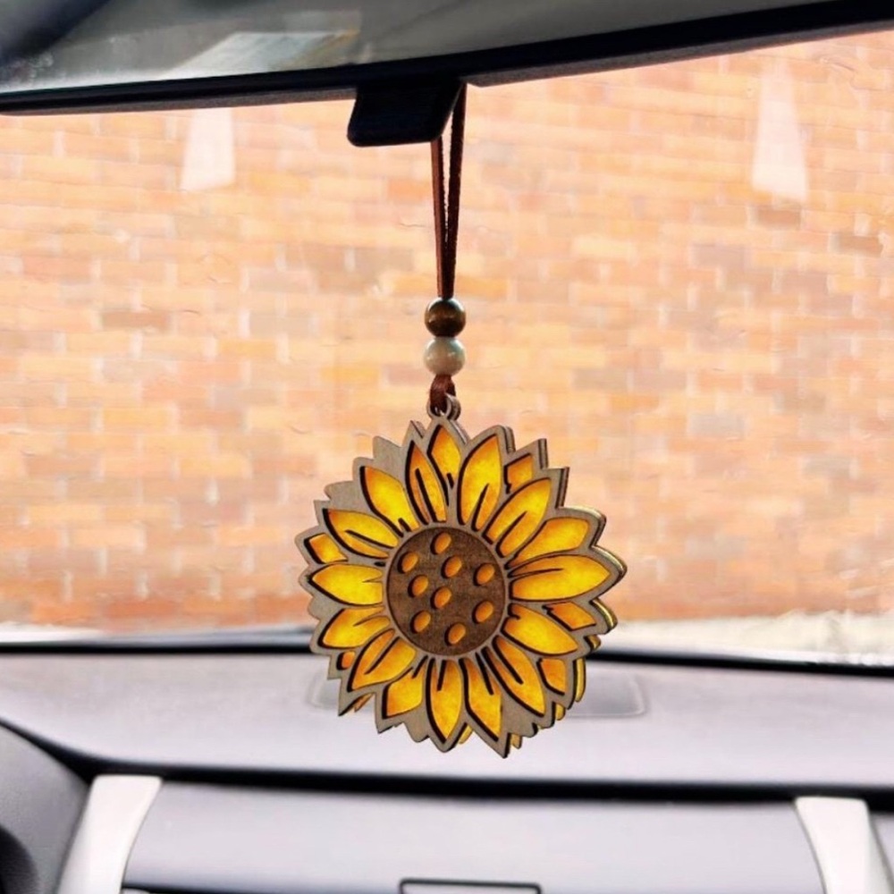 Natural Sunflower Car Air Freshener - Natural Boho Air Freshie -Essential oil